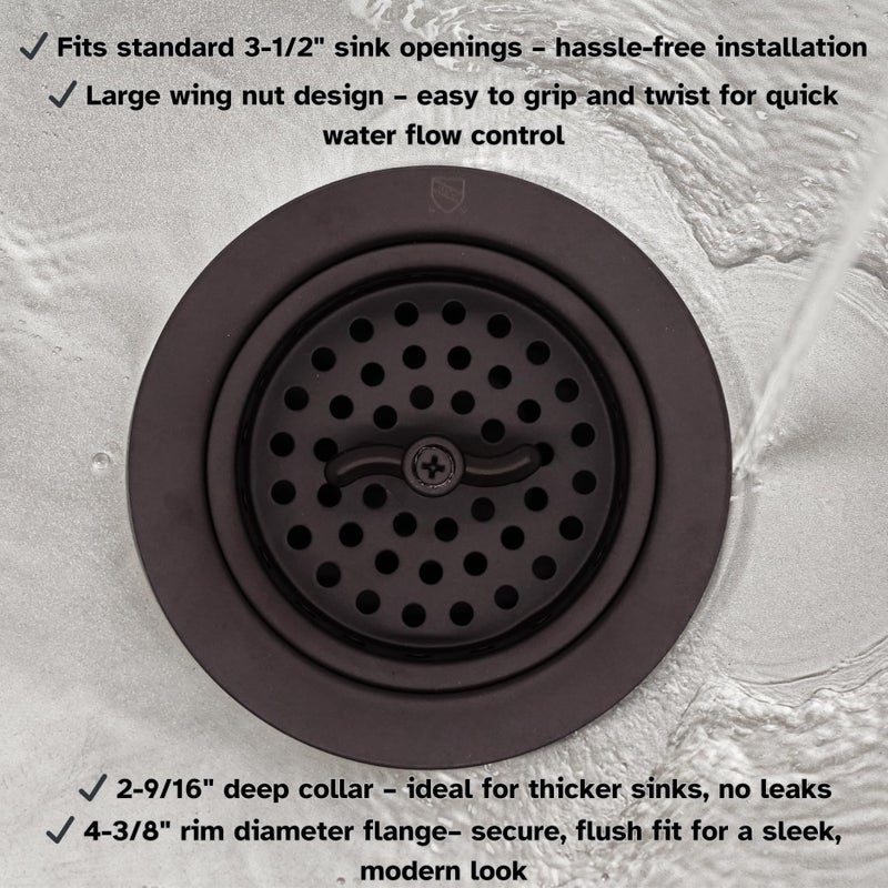 Westbrass D213-12 3-1/2" Wing Nut Twist Style Large Kitchen Sink Basket Strainer, Oil Rubbed Bronze - Image 4
